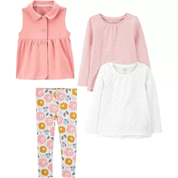 Simple Joys by Carter's Toddler Girls' 4-Piece Top and Vest Set, Pack of 4