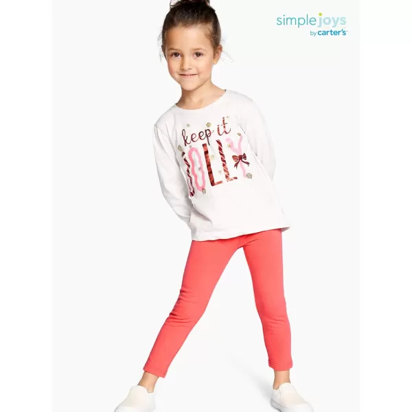 Simple Joys by Carter's Toddler Girls' Christmas Long-Sleeve Tees, Pack of 2