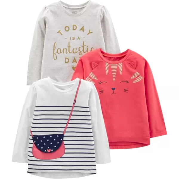 Simple Joys by Carter's Toddler Girls' Graphic Long-Sleeve Tees, Pack of 3