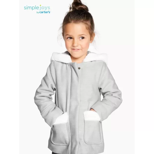 Simple Joys by Carter's Toddler Girls' Hooded Felt Jacket with Faux Fur Trim