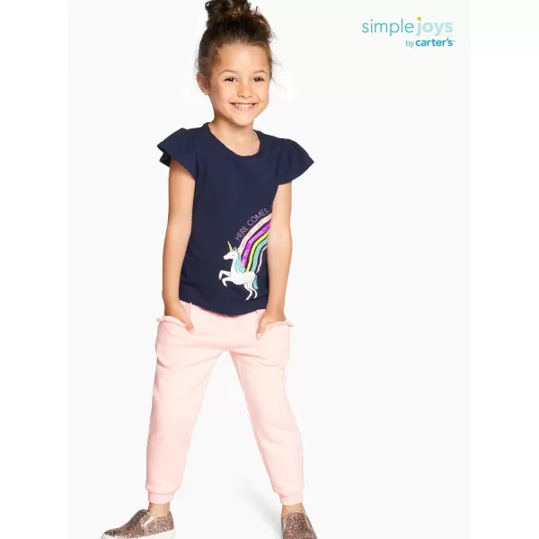 Simple Joys by Carter's Toddler Girls' Pull-On Fleece Pants, Pack of 2