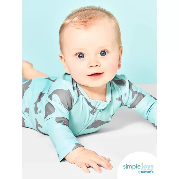 Simple Joys by Carter's Toddlers and Baby Boys' 1-Piece Zip Rashguards, Pack of 2