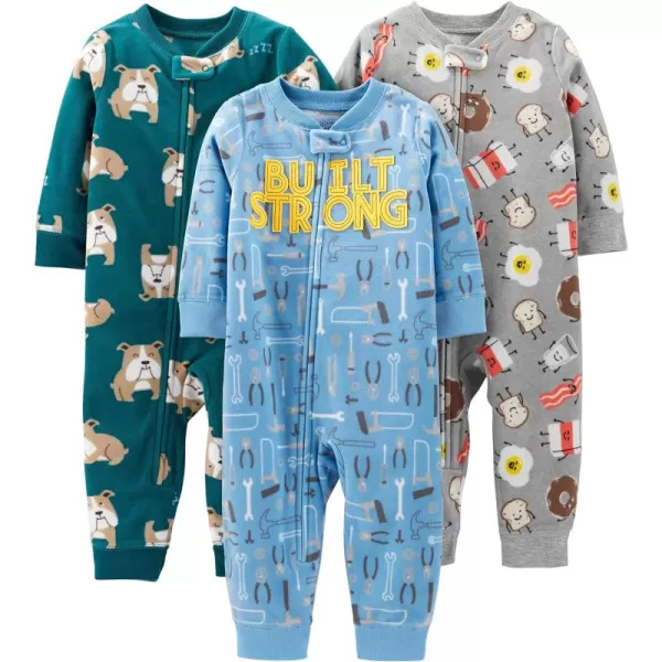 Simple Joys by Carter's Toddlers and Baby Boys' Loose-Fit Fleece Footless Pajamas, Pack of 3