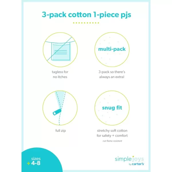 Simple Joys by Carter's Toddlers and Baby Boys' Snug-Fit Footless Cotton Pajamas, Pack of 3