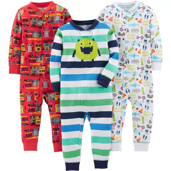 Simple Joys by Carter's Toddlers and Baby Boys' Snug-Fit Footless Cotton Pajamas, Pack of 3