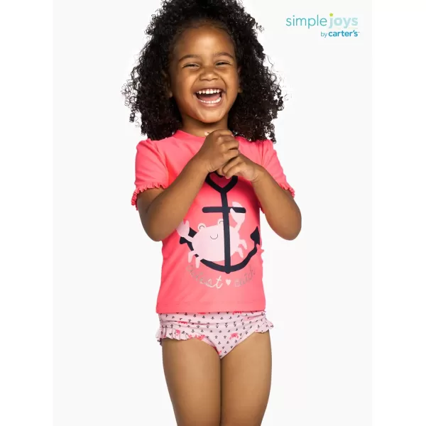 Simple Joys by Carter's Toddlers and Baby Girls' 2-Piece Assorted Rashguard Sets