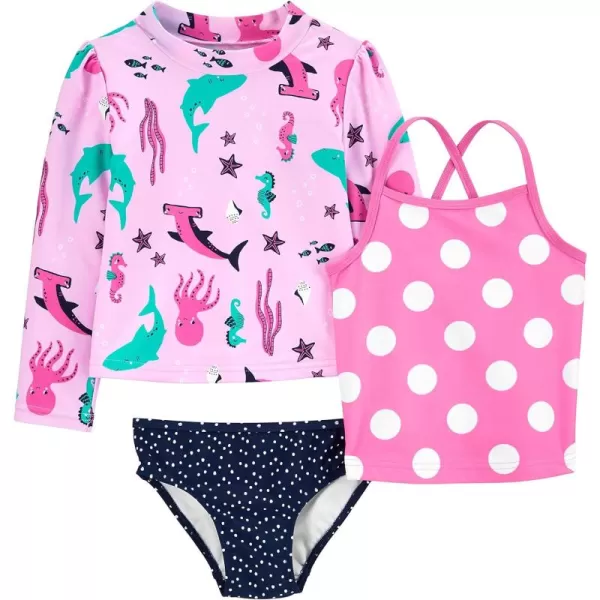 Simple Joys by Carter's Toddlers and Baby Girls' 3-Piece Assorted Rashguard Sets