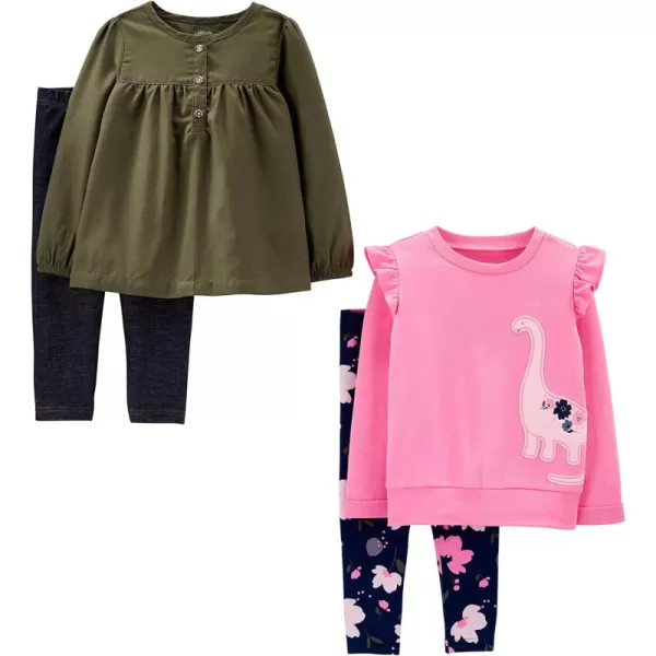 Simple Joys by Carter's Toddlers and Baby Girls' 4-Piece Long-Sleeve Shirts and Pants Playwear Set