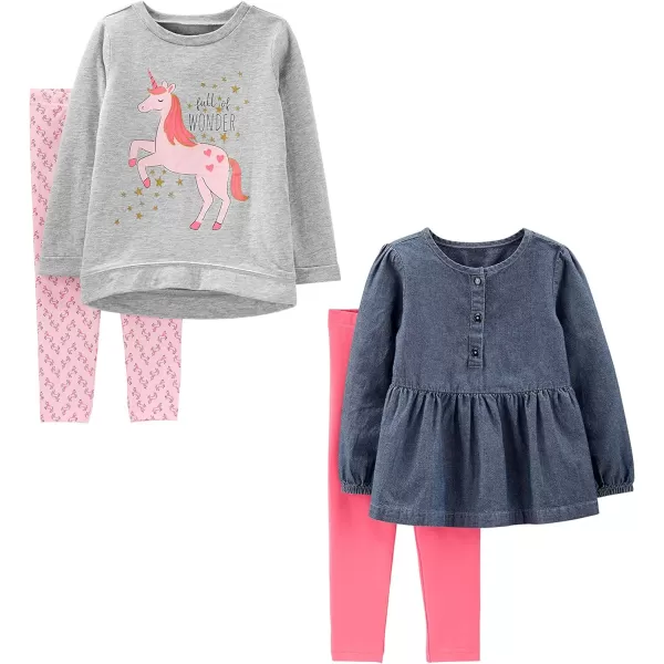 Simple Joys by Carter's Toddlers and Baby Girls' 4-Piece Long-Sleeve Shirts and Pants Playwear Set