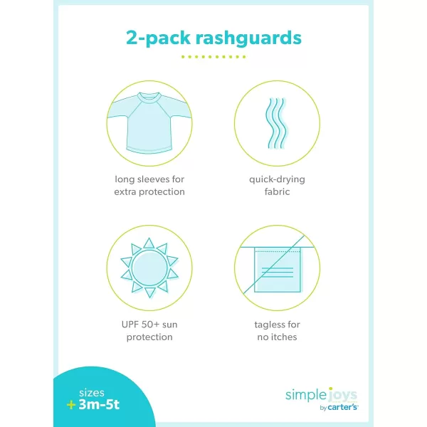 Simple Joys by Carter's Toddlers and Baby Girls' Assorted Rashguard Set, Pack of 2