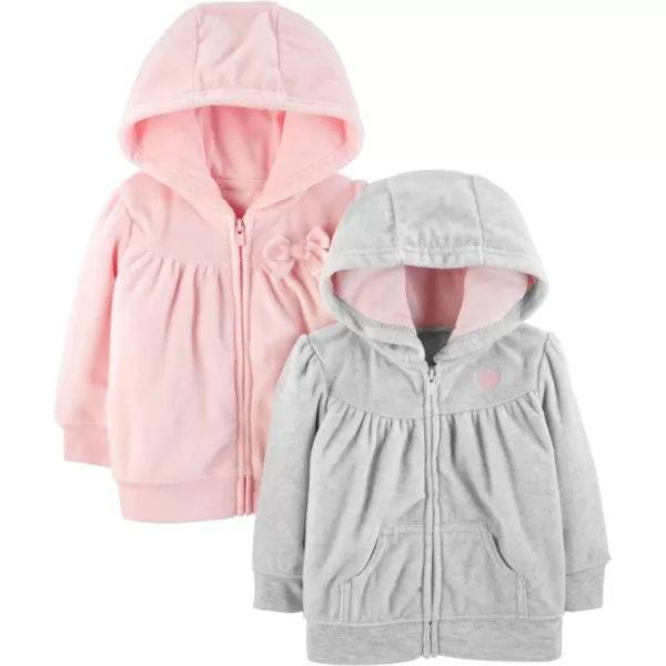 Simple Joys by Carter's Toddlers and Baby Girls' Fleece Full-Zip Hoodies, Pack of 2