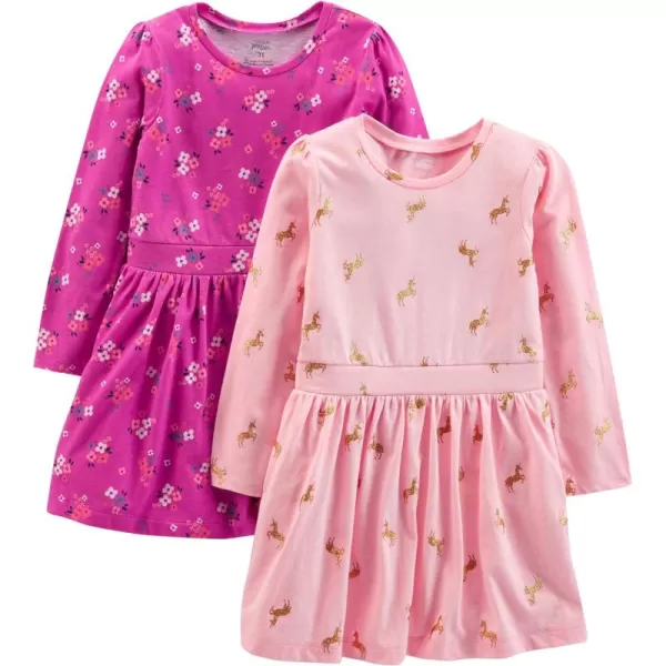 Simple Joys by Carter's Toddlers and Baby Girls' Long-Sleeve Dress Set, Pack of 2