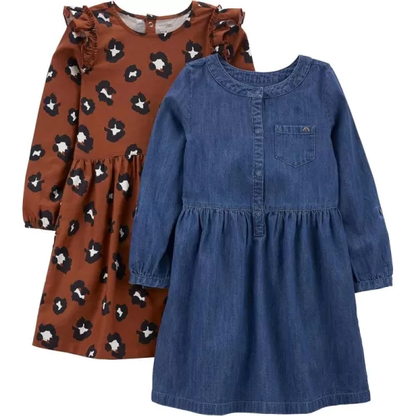 Simple Joys by Carter's Toddlers and Baby Girls' Long-Sleeve Dress Set, Pack of 2