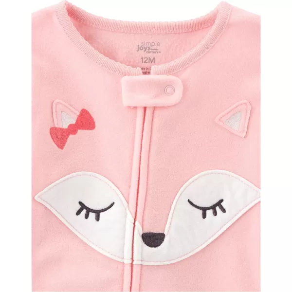 Simple Joys by Carter's Toddlers and Baby Girls' Loose-Fit Flame Resistant Fleece Footed Pajamas, Pack of 3