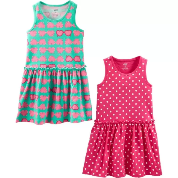 Simple Joys by Carter's Toddlers and Baby Girls' Short-Sleeve and Sleeveless Dress Sets, Pack of 2