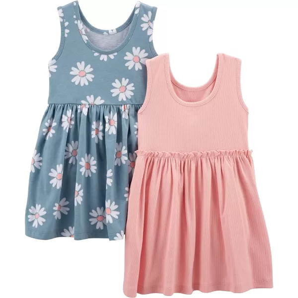 Simple Joys by Carter's Toddlers and Baby Girls' Short-Sleeve and Sleeveless Dress Sets, Pack of 2