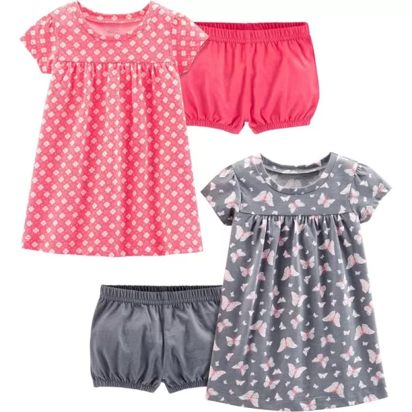 Simple Joys by Carter's Toddlers and Baby Girls' Short-Sleeve and Sleeveless Dress Sets, Pack of 2