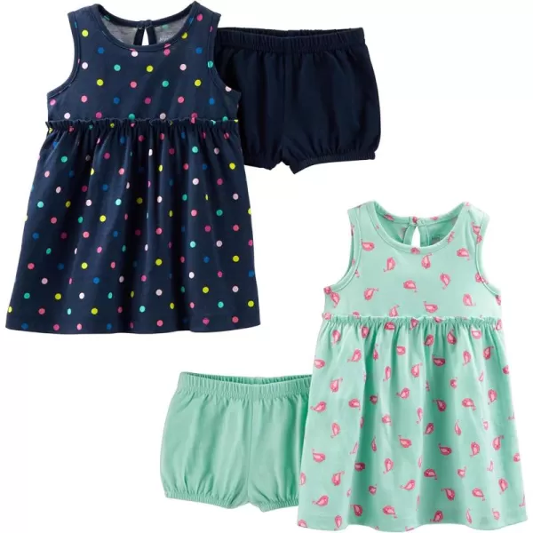 Simple Joys by Carter's Toddlers and Baby Girls' Short-Sleeve and Sleeveless Dress Sets, Pack of 2