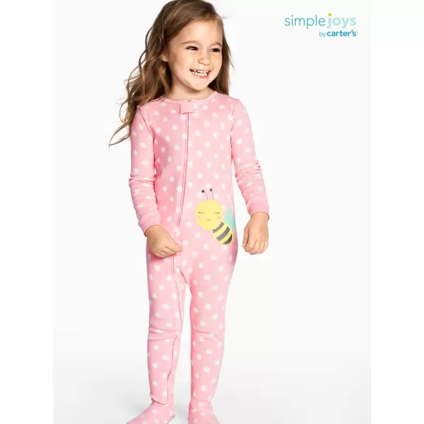 Simple Joys by Carter's Toddlers and Baby Girls' Snug-Fit Footed Cotton Pajamas, Pack of 3