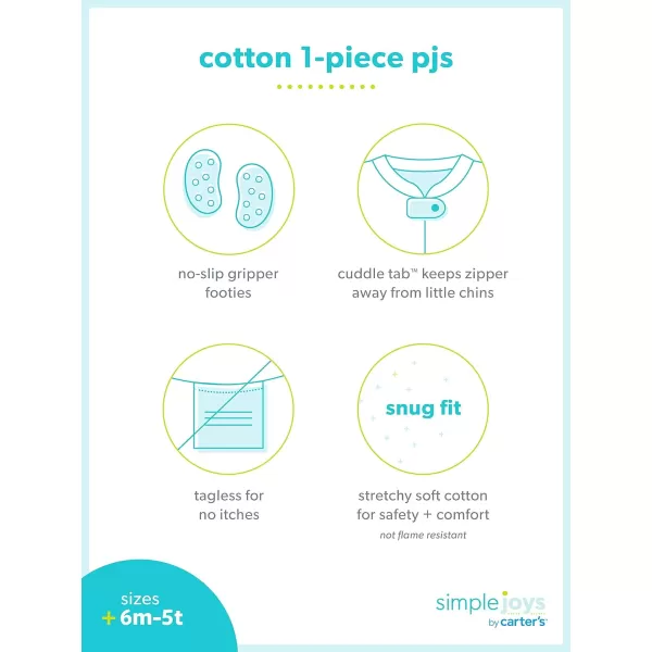Simple Joys by Carter's Toddlers and Baby Girls' Snug-Fit Footed Cotton Pajamas, Pack of 3