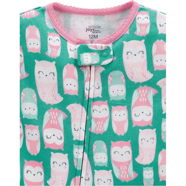 Simple Joys by Carter's Toddlers and Baby Girls' Snug-Fit Footed Cotton Pajamas, Pack of 3