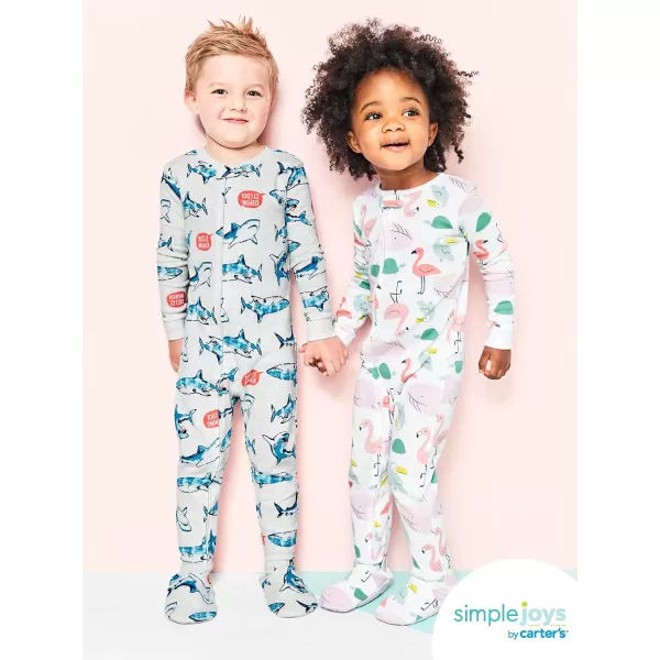 Simple Joys by Carter's Toddlers and Baby Girls' Snug-Fit Footed Cotton Pajamas, Pack of 3