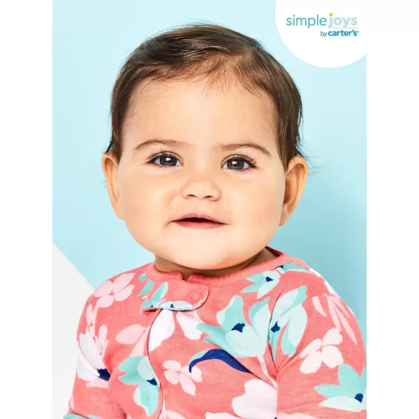 Simple Joys by Carter's Toddlers and Baby Girls' Snug-Fit Footed Cotton Pajamas, Pack of 3