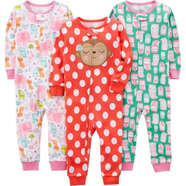 Simple Joys by Carter's Toddlers and Baby Girls' Snug-Fit Footless Cotton Pajamas, Pack of 3