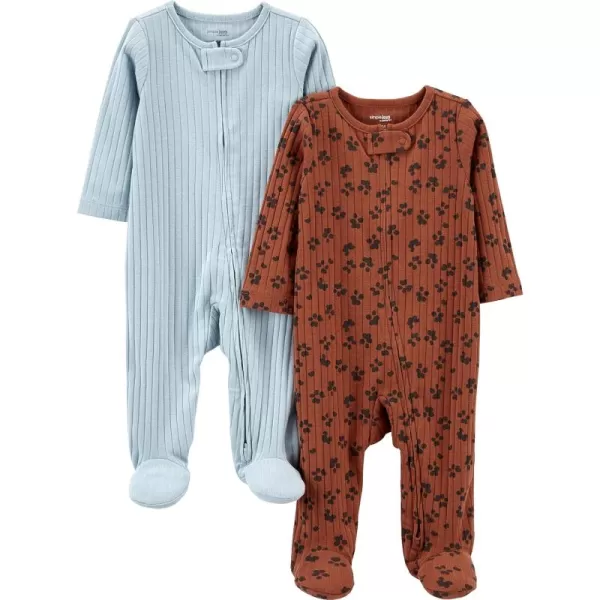 Simple Joys by Carter's Unisex Babies' 2-Way Zip Textured Sleep and Play, Pack of 2