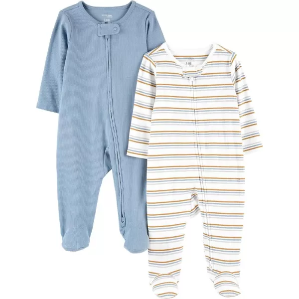 Simple Joys by Carter's Unisex Babies' 2-Way Zip Textured Sleep and Play, Pack of 2