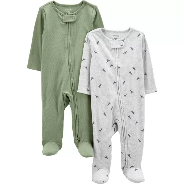 Simple Joys by Carter's Unisex Babies' 2-Way Zip Textured Sleep and Play, Pack of 2
