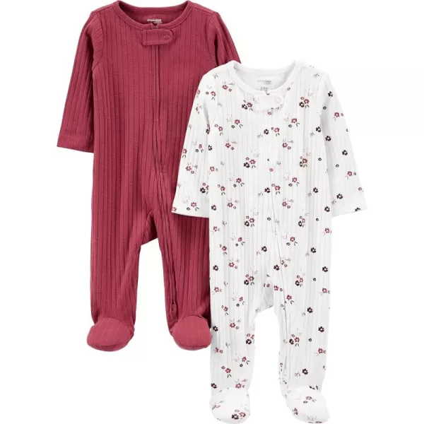 Simple Joys by Carter's Unisex Babies' 2-Way Zip Textured Sleep and Play, Pack of 2