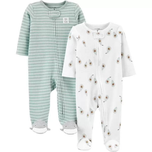 Simple Joys by Carter's Unisex Babies' 2-Way Zip Thermal Footed Sleep and Play, Pack of 2