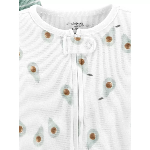 Simple Joys by Carter's Unisex Babies' 2-Way Zip Thermal Footed Sleep and Play, Pack of 2