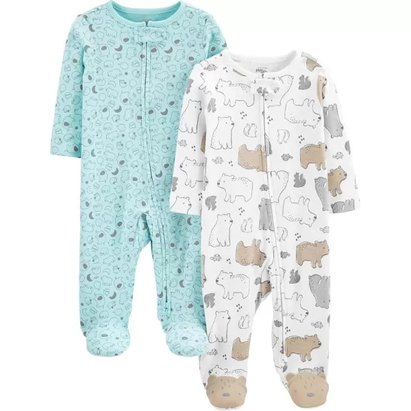 Simple Joys by Carter's Unisex Babies' Cotton Footed Sleep and Play, Pack of 2