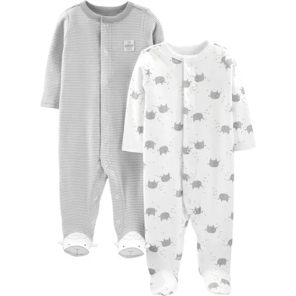 Simple Joys by Carter's Unisex Babies' Cotton Footed Sleep and Play, Pack of 2