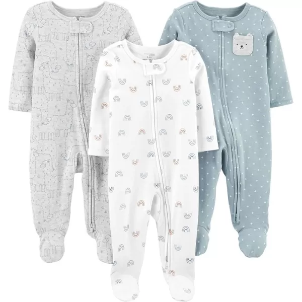 Simple Joys by Carter's Unisex Babies' Cotton Footed Sleep and Play, Pack of 3