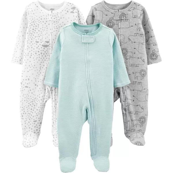 Simple Joys by Carter's Unisex Babies' Cotton Footed Sleep and Play, Pack of 3