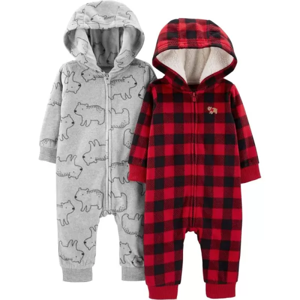 Simple Joys by Carter's Unisex Babies' Fleece Hooded Jumpsuits, Pack of 2