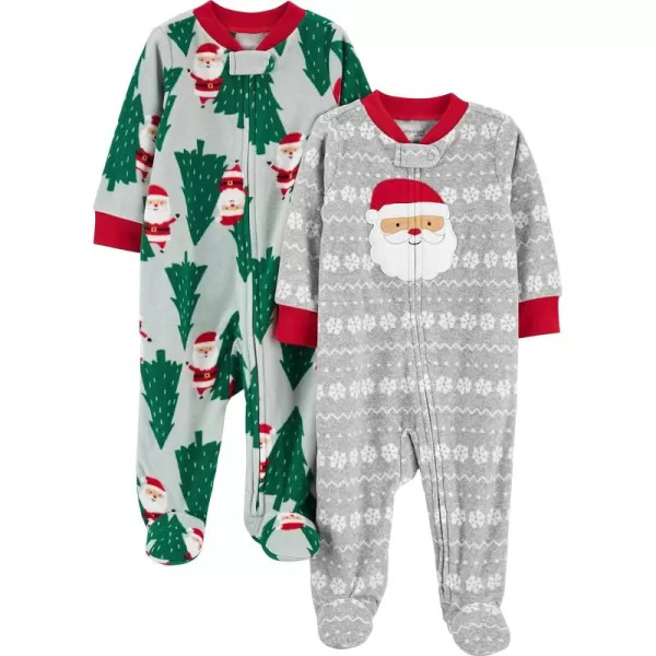 Simple Joys by Carter's Unisex Babies' Holiday Fleece Footed Sleep and Play, Pack of 2