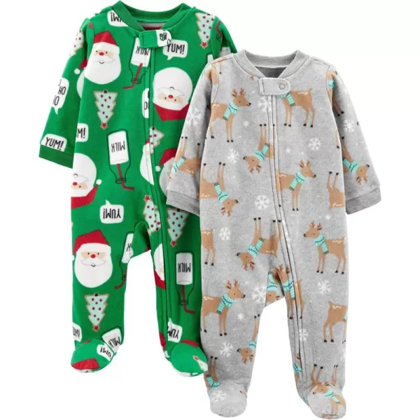 Simple Joys by Carter's Unisex Babies' Holiday Fleece Footed Sleep and Play, Pack of 2
