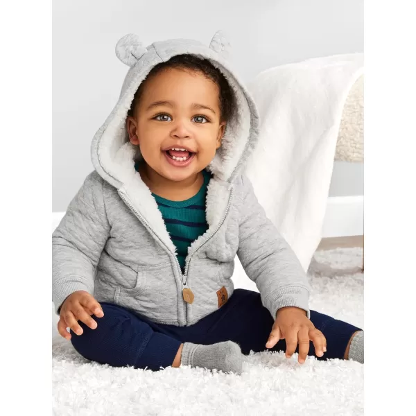 Simple Joys by Carter's Unisex Babies' Hooded Sweater Jacket with Sherpa Lining
