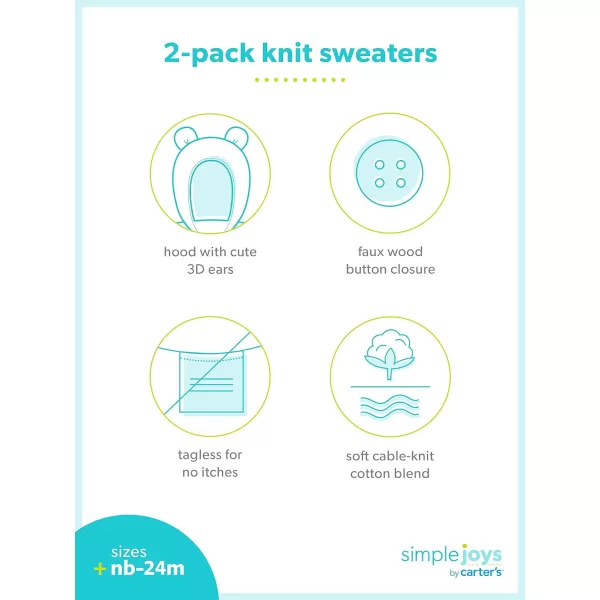 Simple Joys by Carter's Unisex Babies' Knit Cardigan Sweaters, Pack of 2