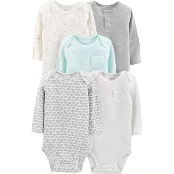 Simple Joys by Carter's Unisex Babies' Long-Sleeve Bodysuit, Pack of 5