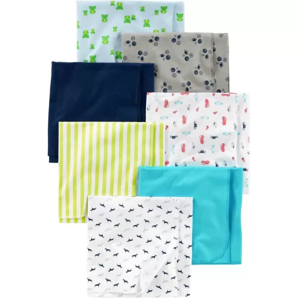 Simple Joys by Carter's Unisex Babies' Muslin Burp Cloths, Pack of 7, Blue/White, One Size