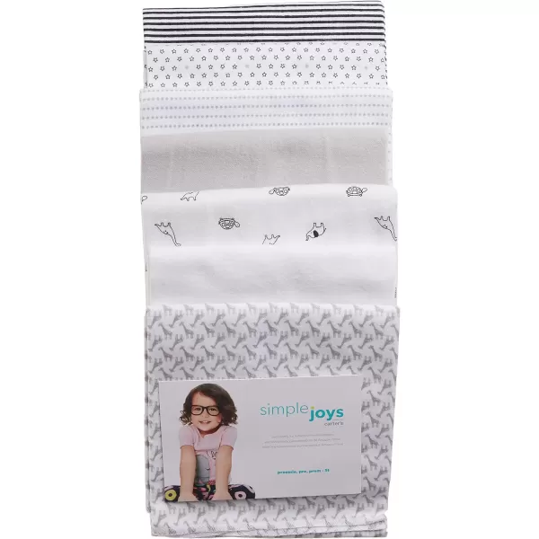 Simple Joys by Carter's Unisex Babies' Muslin burp cloths, Pack of 7, Grey/White/Black, One Size