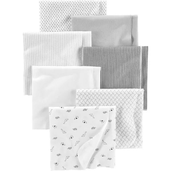 Simple Joys by Carter's Unisex Babies' Muslin burp cloths, Pack of 7, Grey/White/Black, One Size