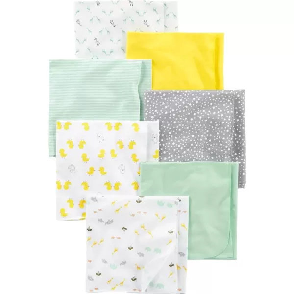 Simple Joys by Carter's Unisex Babies' Muslin burp cloths, Pack of 7, Grey/White/Mint Green, One Size