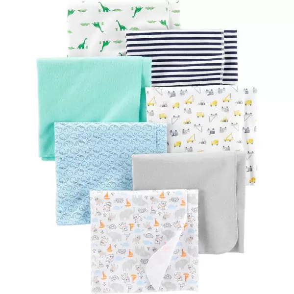 Simple Joys by Carter's Unisex Babies' Muslin burp cloths, Pack of 7, Mint Green/Blue/White, One Size
