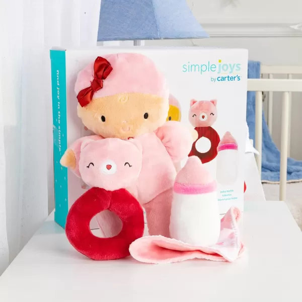 Simple Joys by Carter's Unisex Babies' Plush Playset, Pink/Red, Standard